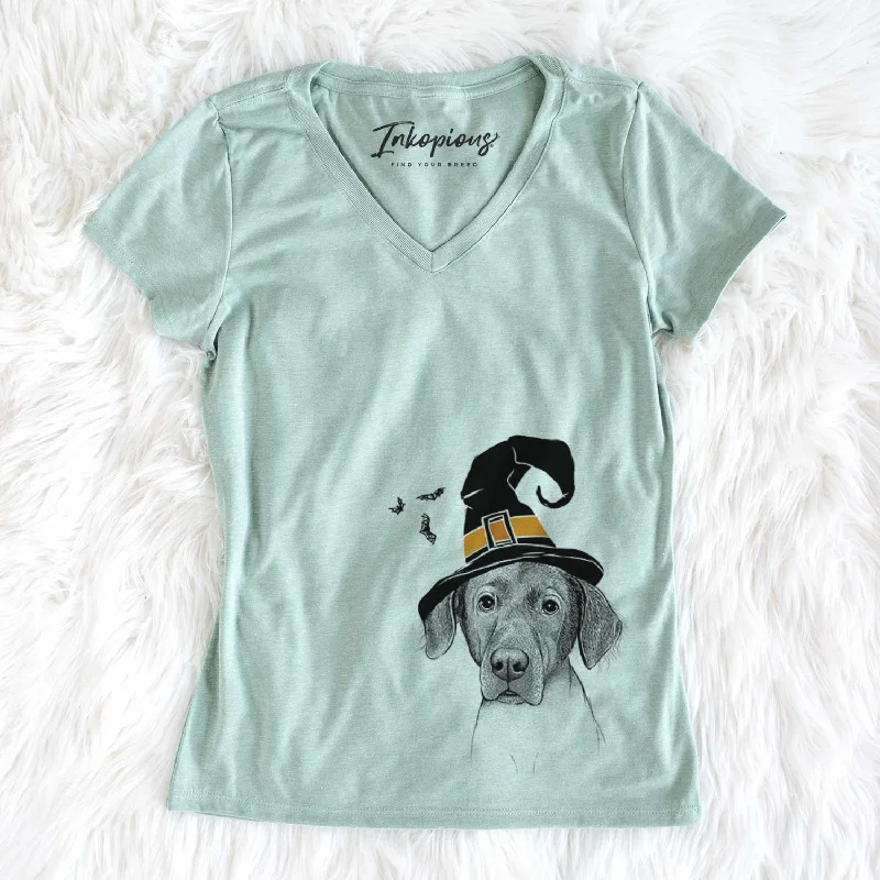 Witch Baldwin the Mixed Breed - Women's V-neck Shirt-- Ribbed Striped Patterned