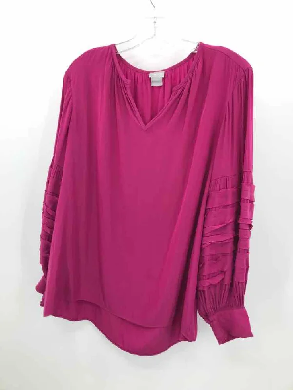 Pre-Owned Chico's Pink Size Large Blouse Embroidered Floral Blouse