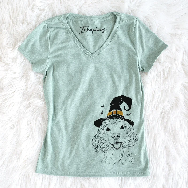 Witch Cricket the American Cocker Spaniel - Women's Perfect V-neck Shirt-- Cozy Warm Stylish