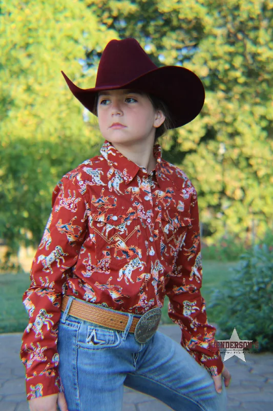 Girls Wrangler Horse Print Shirt-- Boxy Fit Fitted Loose