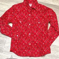 Girl's Red Bandana Print Shirt by Panhandle-- Zippered Buttoned Snapped