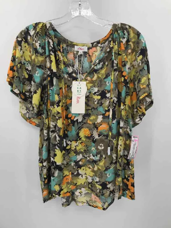 Pre-Owned S. Oliver Green Size 4 Floral Blouse Lightweight Chiffon Blouse