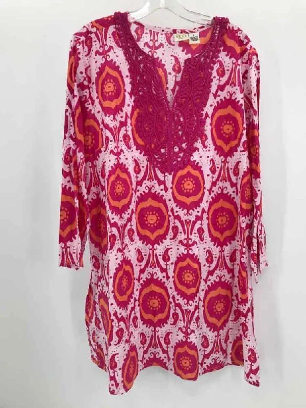 Pre-Owned Boo Gemes Pink Size Large Printed Blouse Office Formal Blouse