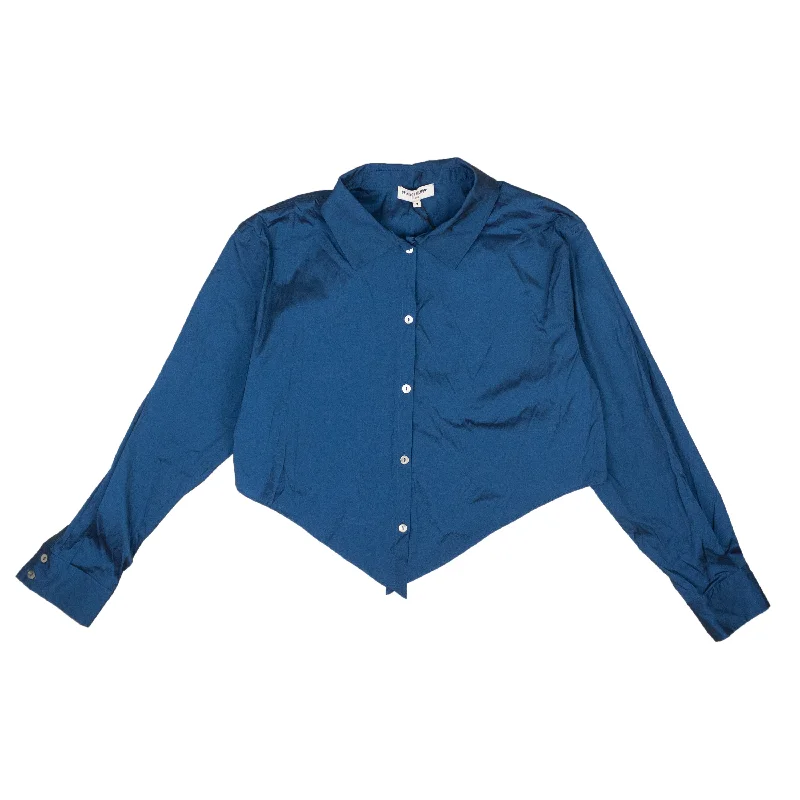 Opening Ceremony NAVY STRETCHY BABY POINTED BLOUSE Slim Fit Blouse