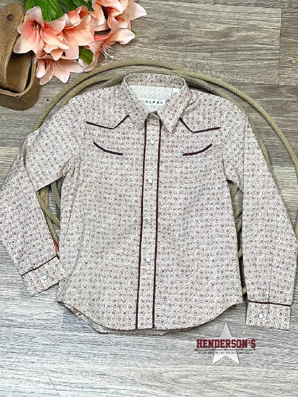 Girl's Vintage Floral Shirt-- Real Fur Shearling Chenille