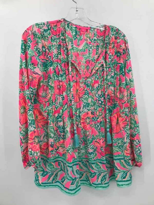 Pre-Owned Lilly Pulitzer Green Size XXS Long Sleeve Blouse Lightweight Tunic Blouse