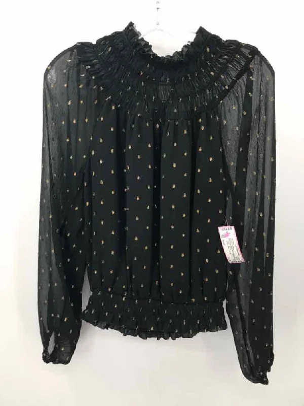 Pre-Owned Ann Taylor Black Size Small Long Sleeve Blouse Feminine Satin Blouse