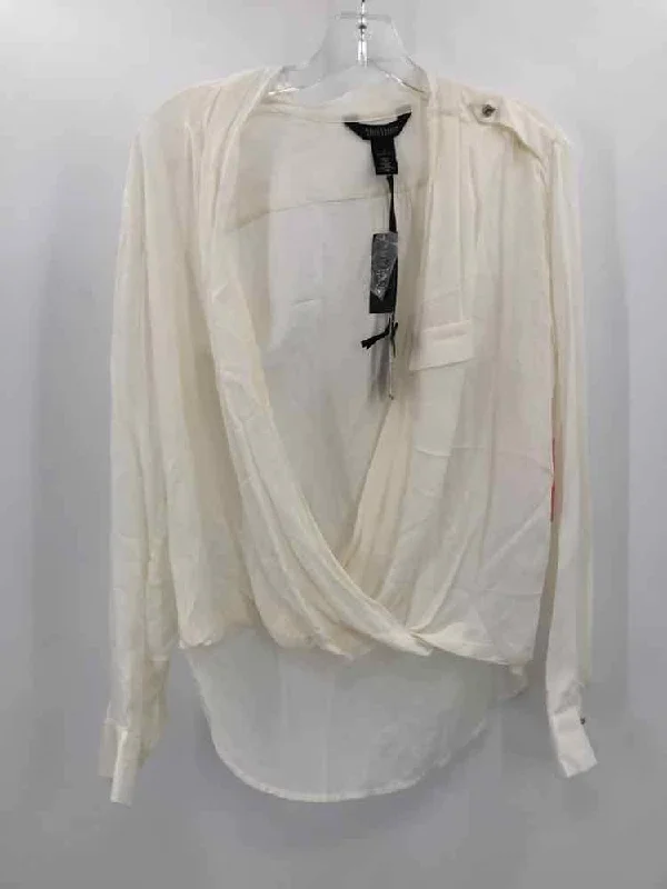 Pre-Owned WHBM Ivory Size 2 Blouse Off-Shoulder Wrap Blouse