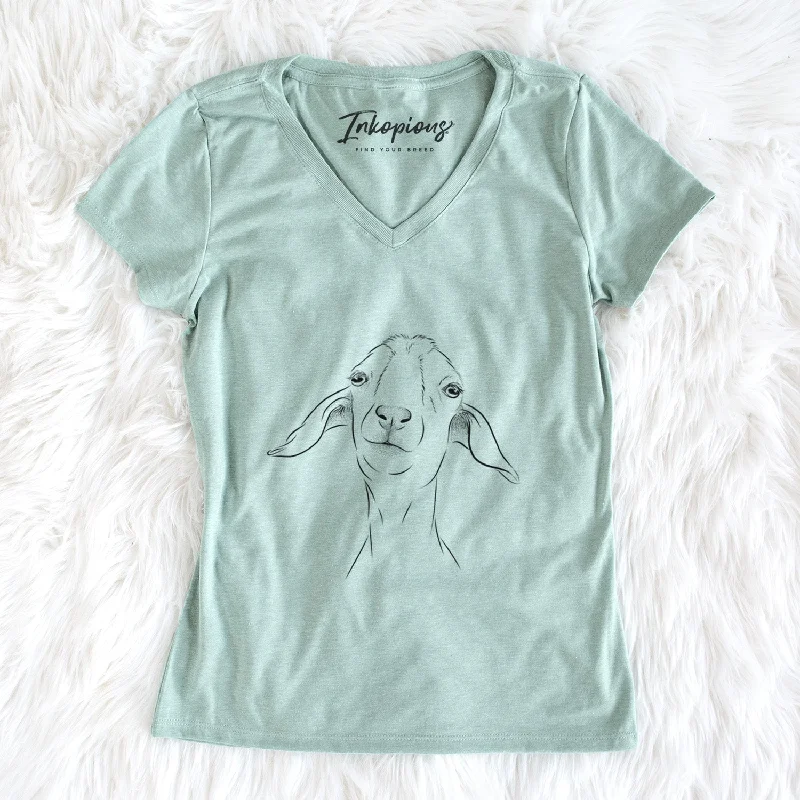 Bare Kara Dune the Spanish Boer Goat - Women's V-neck Shirt-- Handmade Hand-knitted Hand-woven Bare Kara Dune the Spanish Boer Goat - Women's V-neck Shirt-- Handmade Hand-knitted Hand-woven