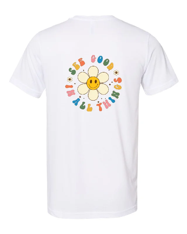 Happy face Short Sleeve T-Shirt-- Fleece Nylon Spandex