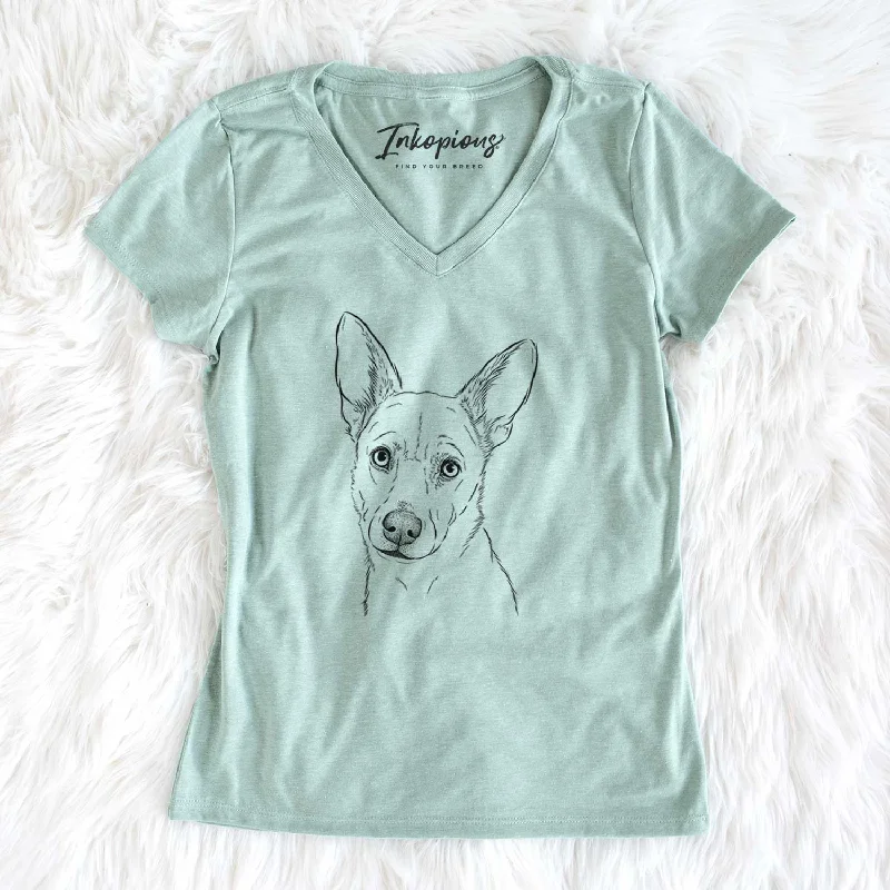 Bare Sooner the Huskimo - Women's V-neck Shirt-- Satin Fabric Silk Fabric Chiffon Fabric
