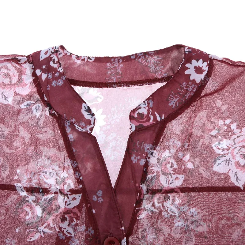 Plus Size Women V Neck Long Sleeve Shirts Tops Formal Blouse 4XL Red Short Sleeve Blouse