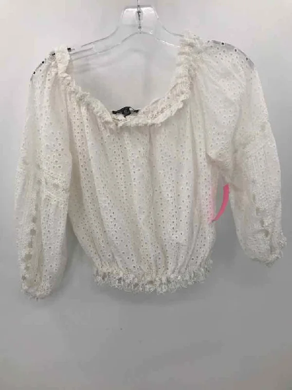 Pre-Owned Saks Fifth Avenue White Size Medium Blouse Polished Work Blouse