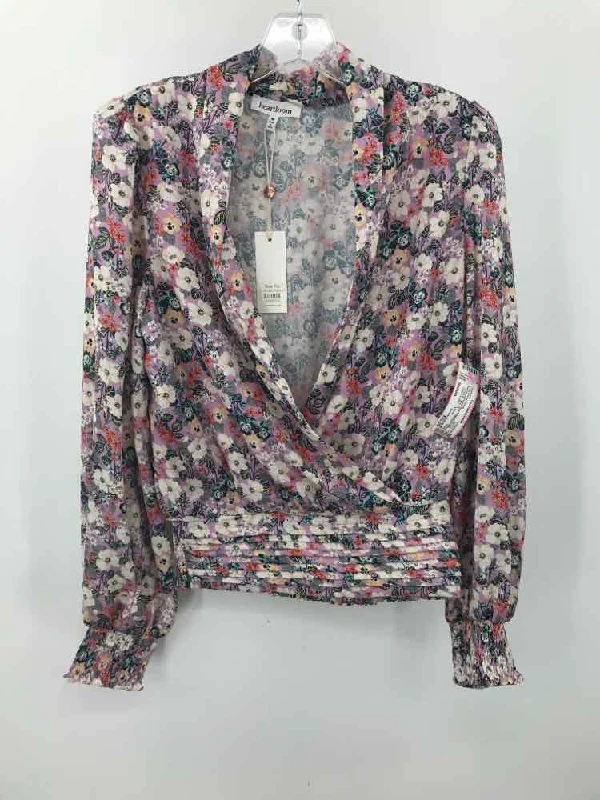 Pre-Owned Heartloom Purple Size Medium Floral Long Sleeve Blouse Business Casual Blouse