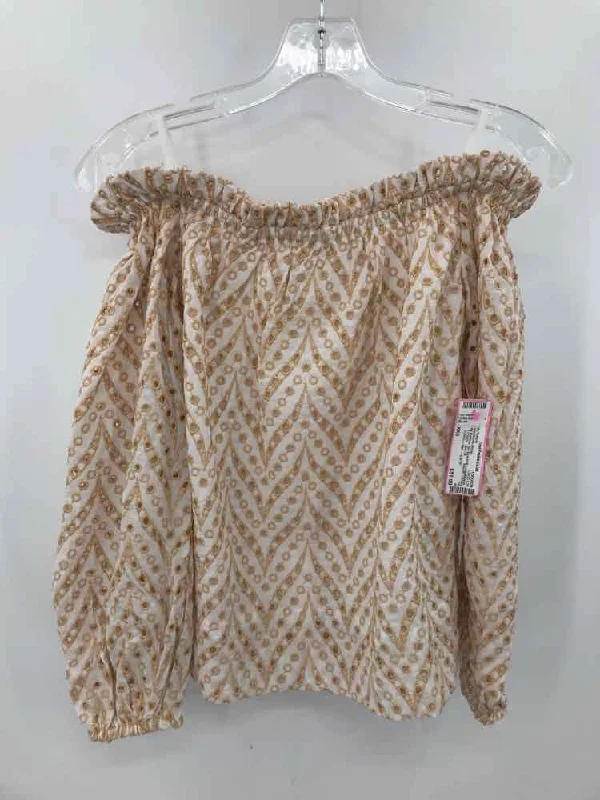 Pre-Owned Lilly Pulitzer Tan Size XXS Long Sleeve Blouse Puff Sleeve Blouse