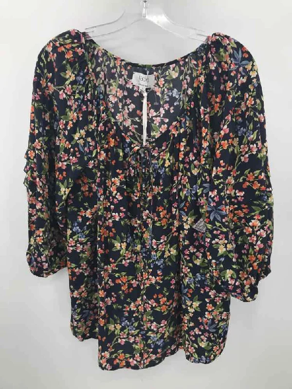 Pre-Owned Jade Johnny Was Navy Size Small Floral Blouse Subtle Shimmer Blouse