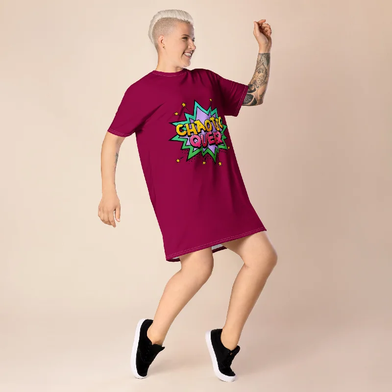 Chaotic Queer T-shirt Dress-- Spandex Blend Rayon Blend Denim Blend