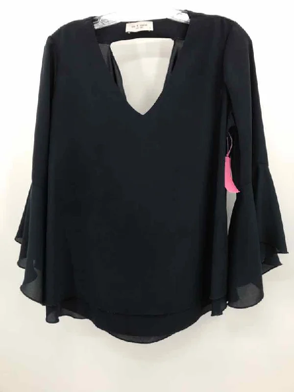 Pre-Owned Lola & Sophie Navy Size Small Long Sleeve Blouse Elegant Peplum Blouse