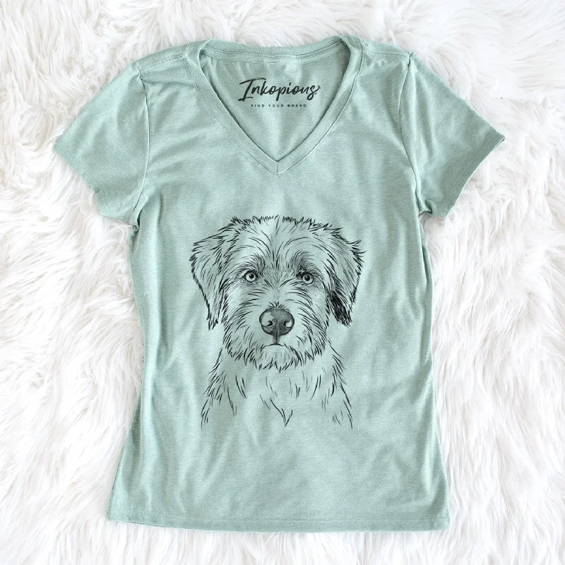 Bare Marek the Bernedoodle - Women's V-neck Shirt-- Cashmere Blend Cotton Blend Poly Blend