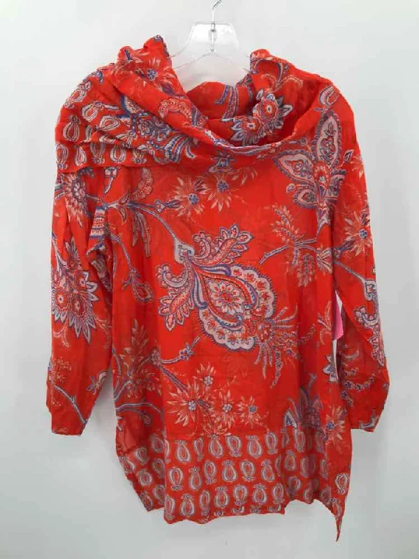 Pre-Owned Gretchen Scott Red Size Medium Tunic Blouse Office Formal Blouse