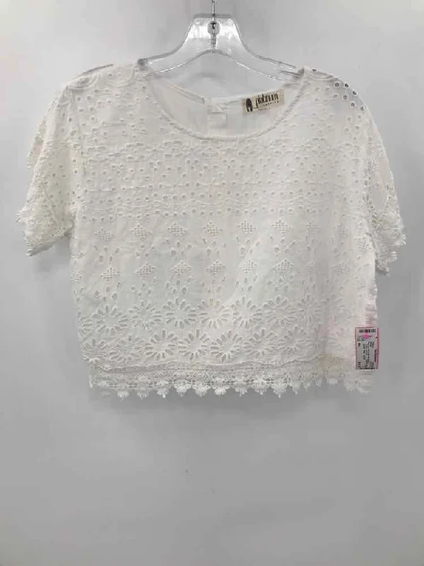 Pre-Owned Platinum White Size M/L Blouse Office Formal Blouse