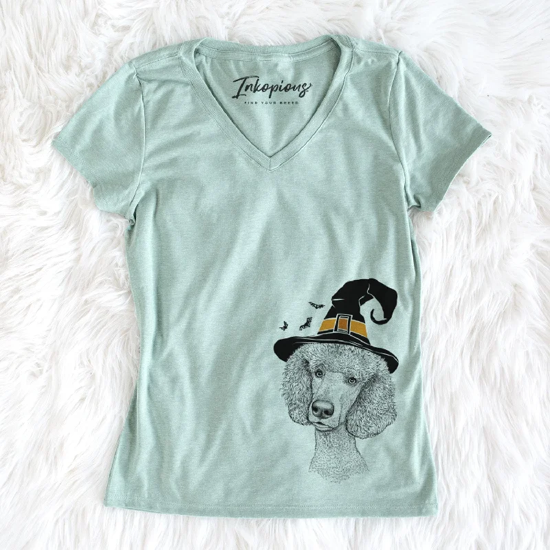 Witch Yuki the Poodle - Women's Perfect V-neck Shirt-- Graphic T-Shirt Round Neck Polyester