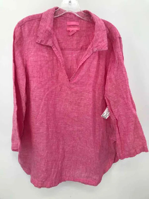 Pre-Owned Issac Mizrahi Pink Size Large Tunic Blouse Short Sleeve Blouse