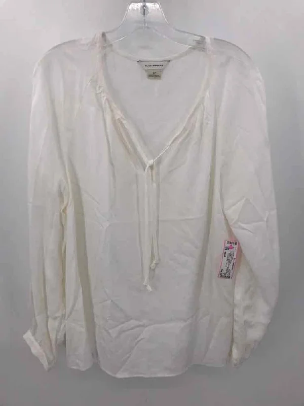 Pre-Owned Club Monaco White Size Small Long Sleeve Blouse Off-Shoulder Wrap Blouse