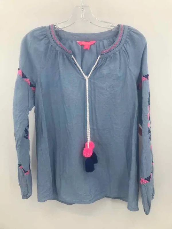 Pre-Owned Lilly Pulitzer Blue Size XS Blouse Classic White Blouse