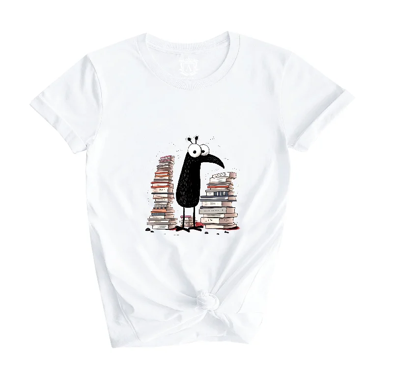 Bird and Books Shirt-- Anti-Pilling Machine Wash Handmade