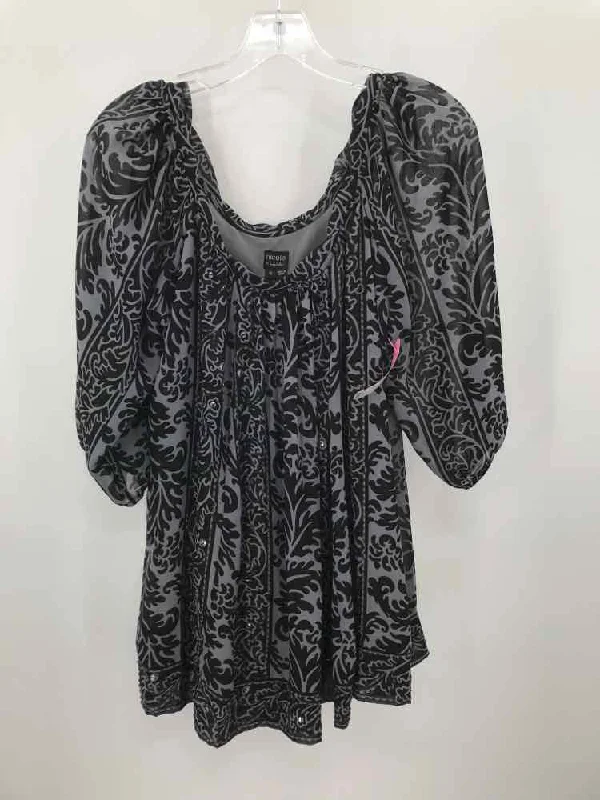 Pre-Owned Nicole by Nicole Miller Grey Size 8 Blouse Asymmetric Hem Blouse