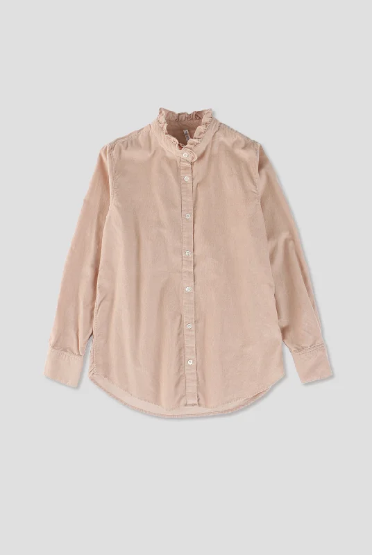 Corduroy Emma Shirt - Dusty Pink -- Basic T-Shirt Crew Neck Short Sleeve
