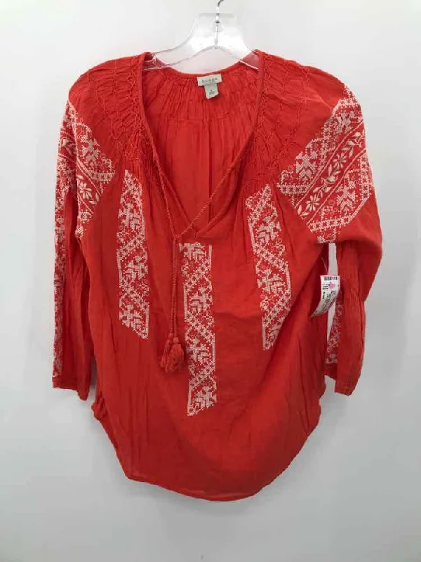 Pre-Owned Hinge Orange Size Small Blouse Airy Cotton Blouse