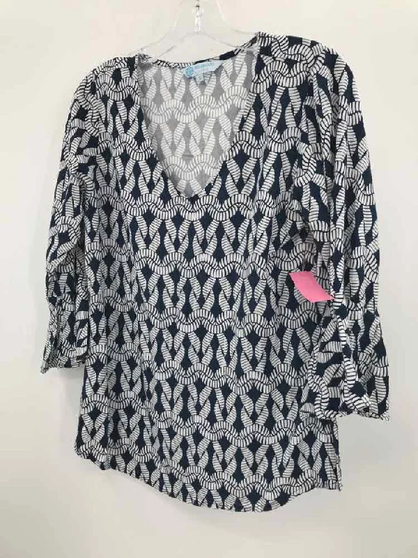 Pre-Owned Escapada Navy Size Small Blouse Lightweight Tunic Blouse