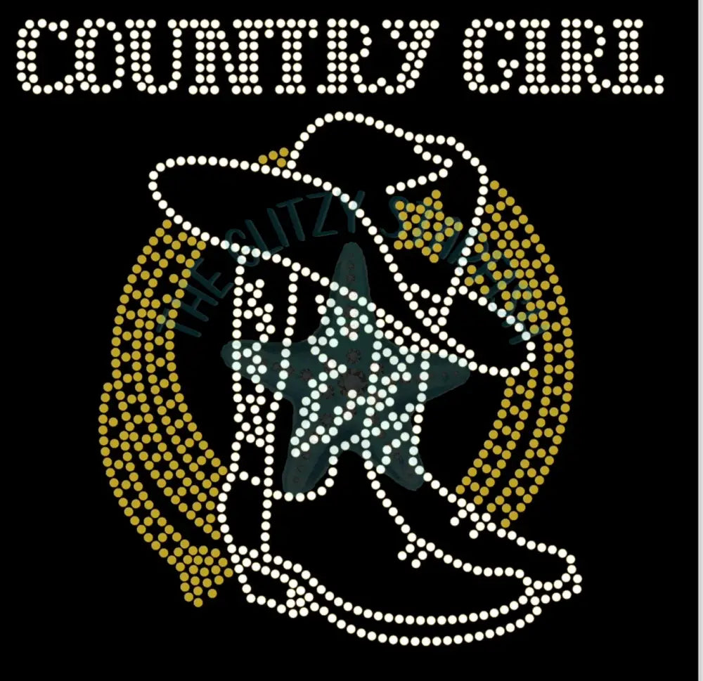 COUNTRY GIRL Rhinestone TShirt-- Zippered Front Buttoned Front Snap Front