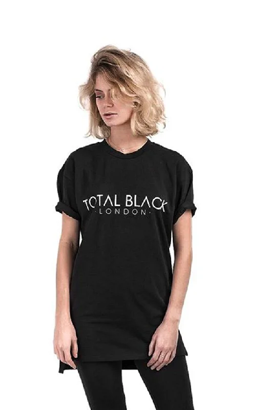 Total Black London T-Shirt-- Embroidered Appliqued Beaded