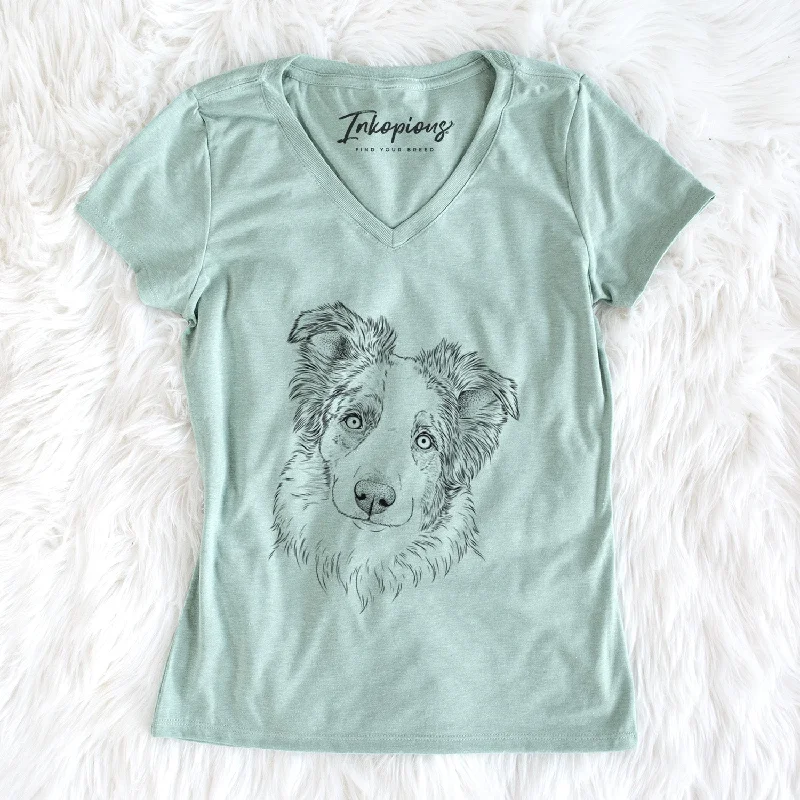 Bare HoneyBee the Miniature Australian Shepherd - Women's V-neck Shirt-- Collared Crew Neck Turtle Neck