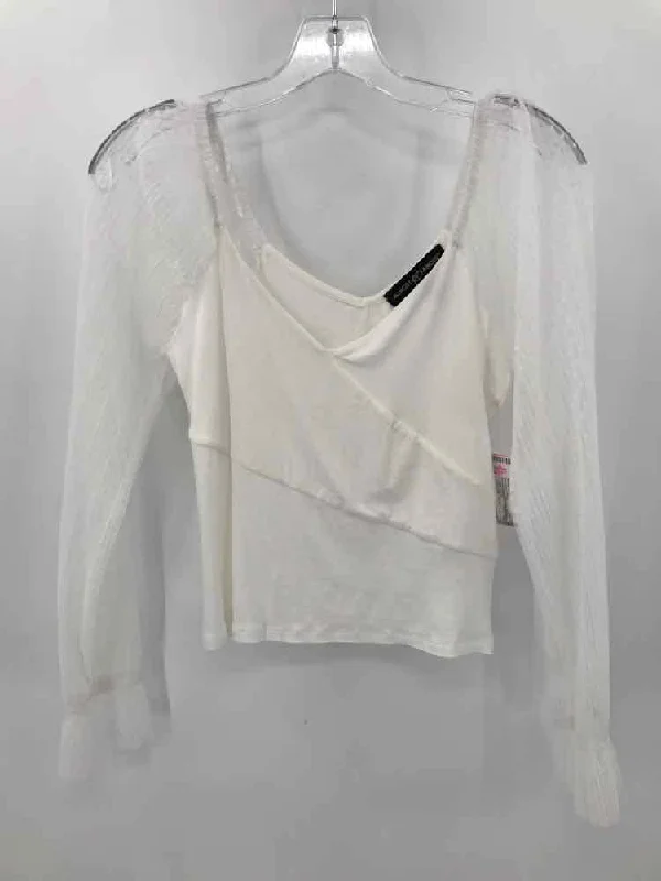 Pre-Owned Almost Famous White Size Medium Long Sleeve Blouse Mandarin Collar Blouse