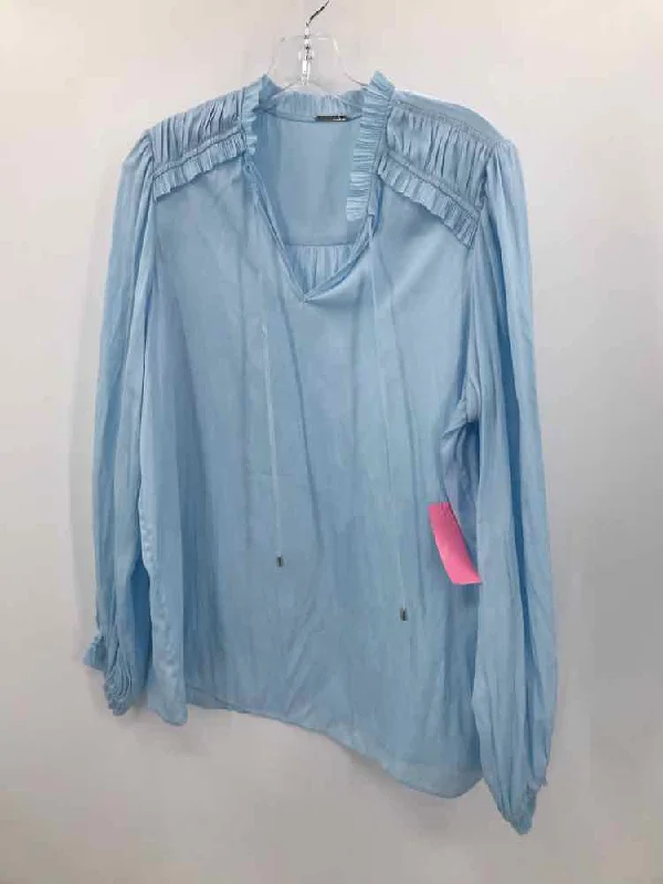 Pre-Owned Elie Tahari Blue Size Medium Long Sleeve Blouse Feminine Tie Blouse