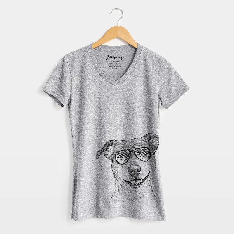 Aviator Reese the Mountain Cur - Women's V-neck Shirt-- Nylon Fabric Polyester Fabric Spandex Fabric