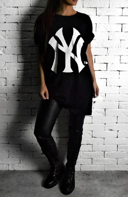LTD NYY Oversized T-Shirt-- Chenille Blend Fleece Blend Nylon Blend