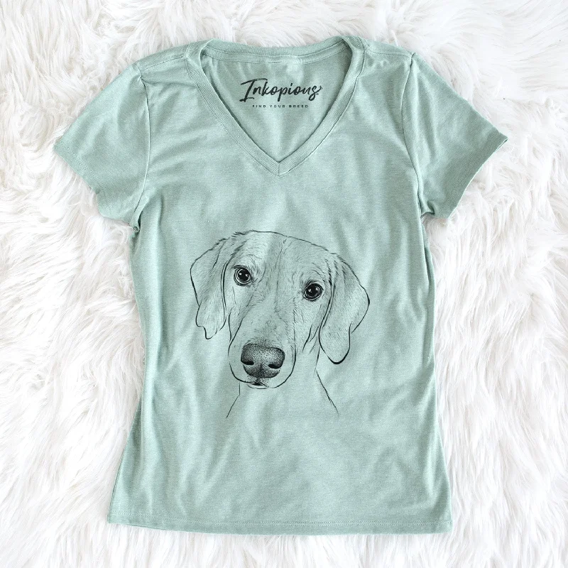Bare Stanley the Foxhound - Women's V-neck Shirt-- Zippered Buttoned Snapped