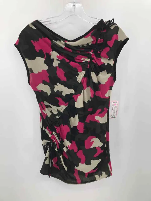 Pre-Owned Petit Pois Black Size Medium Printed Blouse Classic White Blouse