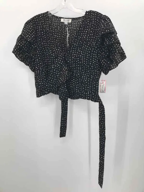 Pre-Owned She + Sky Black Size Large Polka Dot Blouse Peter Pan Collar Blouse