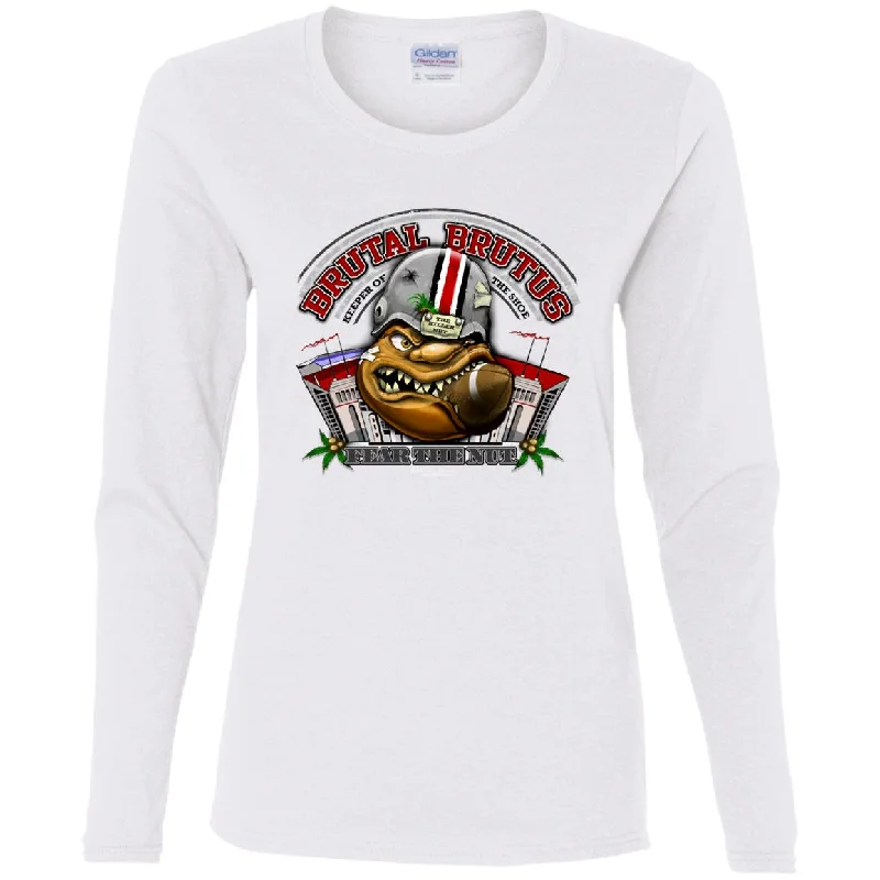 G540L Ladies' Cotton LS T-Shirt-- Collared T-Shirt Boat Neck A-Line
