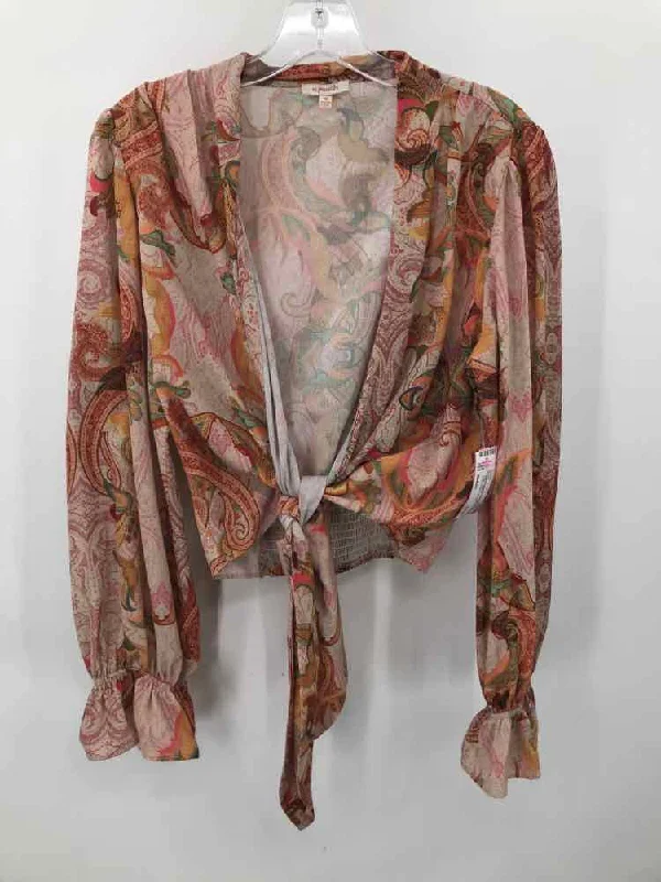 Pre-Owned A.Peach Orange Size Medium Floral Blouse Vintage Lace Blouse