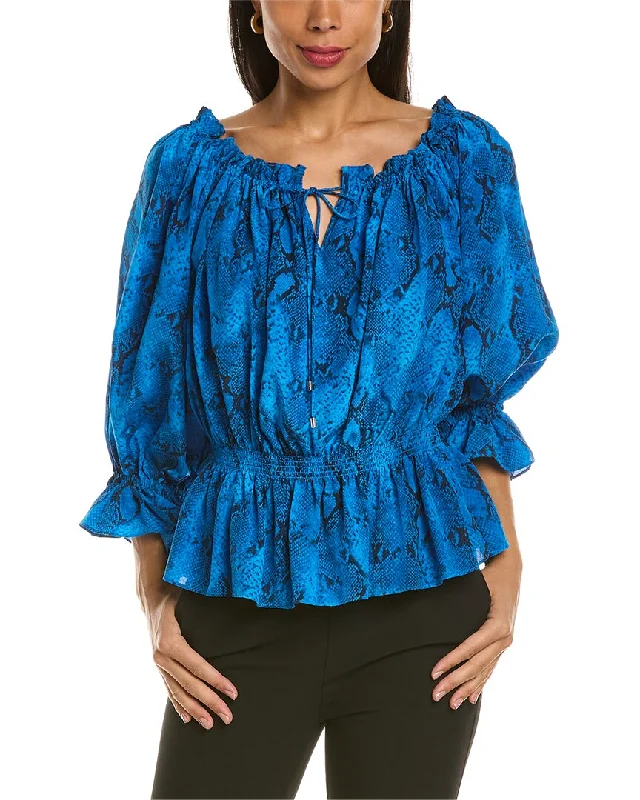 Elie Tahari Off-The-Shoulder Silk Blouse Everyday Stylish Blouse