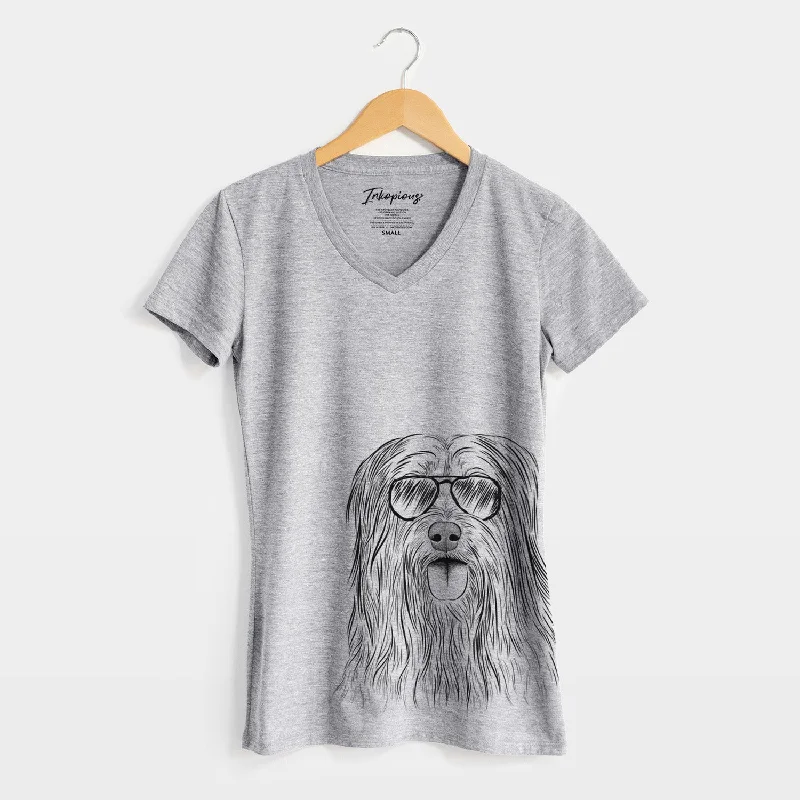 Aviator Indy the Korean Sapsali - Women's V-neck Shirt-- Knit Fabric Woven Fabric Fleece Fabric