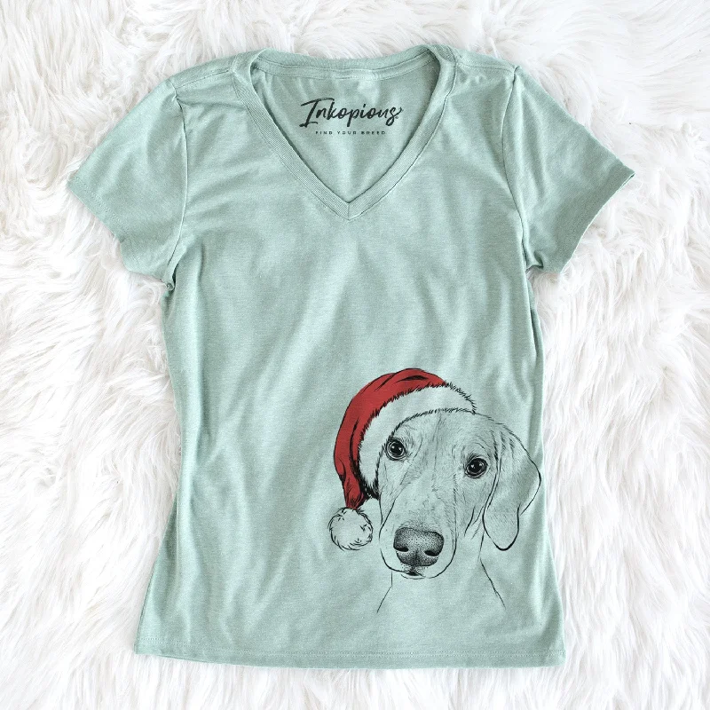 Santa Stanley the Foxhound - Women's Perfect V-neck Shirt-- Modern Contemporary Chic