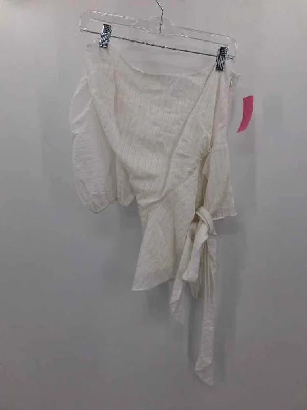 Pre-Owned Nine West Ivory Size Medium Blouse Stretchy Fitted Blouse